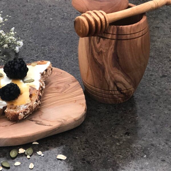 Olive Wood Honey Jar and Its Spoon - Image 2