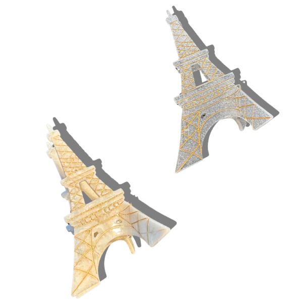 Hand-painted Eiffel Tower Paris Claw Hair Clip: Cream - Image 2