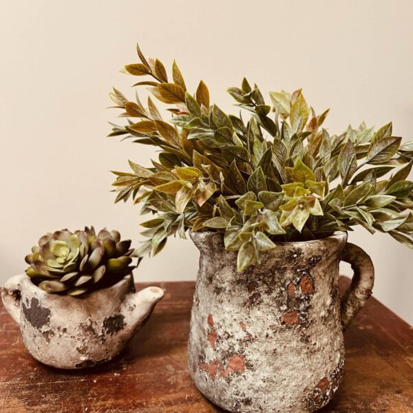Cement Rustic Floral Jar - Image 2