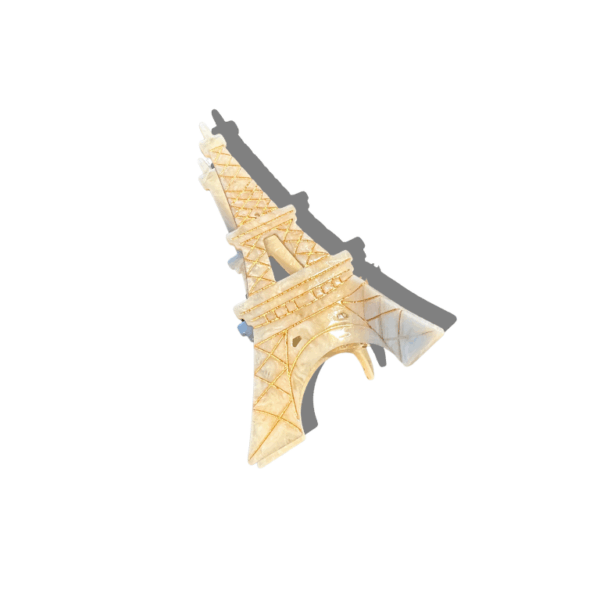 Hand-painted Eiffel Tower Paris Claw Hair Clip: Cream