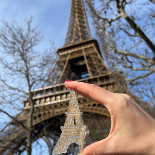 Hand-painted Eiffel Tower Paris Claw Hair Clip: Cream - Image 6