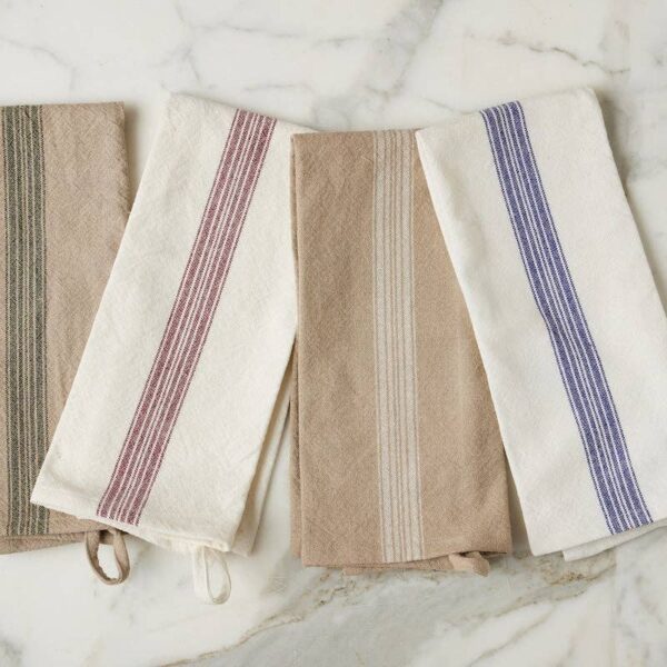 Kitchen Towel, Vintage Spruce Green Stripe, Set of 2
