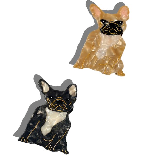 Hand-painted Frenchie Dog Breed Claw Hair Clip | Eco: Brown - Image 2