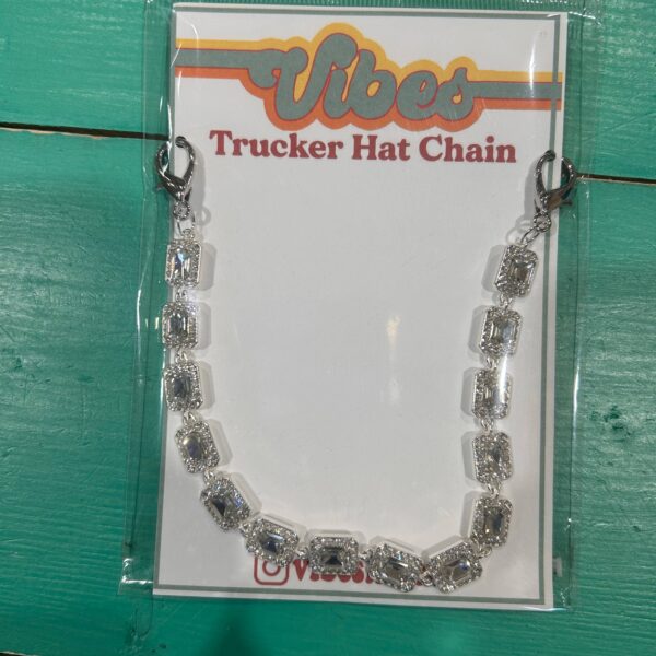Large Rhinestone Studded Trucker Hat Chain Sparkle: Gold - Image 4