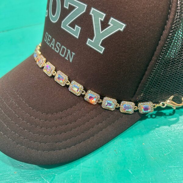 Large Rhinestone Studded Trucker Hat Chain Sparkle: Gold