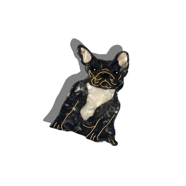 Hand-painted Frenchie Dog Breed Claw Hair Clip | Eco: Brown - Image 4