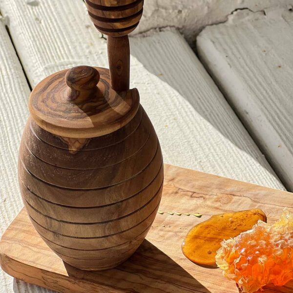 Olive Wood Honey Jar and Its Spoon - Image 4