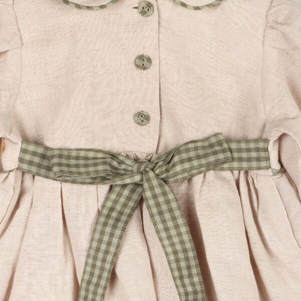 Floral Peter Pan Baby Dress & Fancy Bloomer (Linen Blend): Natural, 18-24M - Image 6