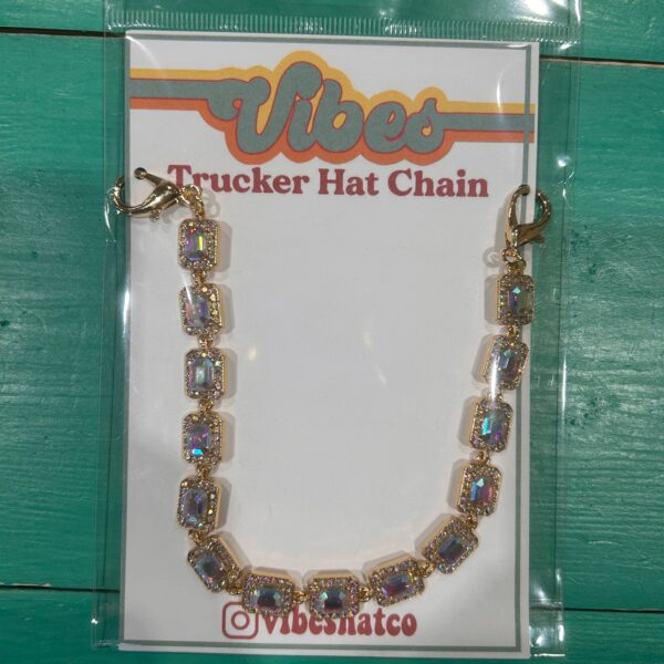 Large Rhinestone Studded Trucker Hat Chain Sparkle: Gold - Image 3