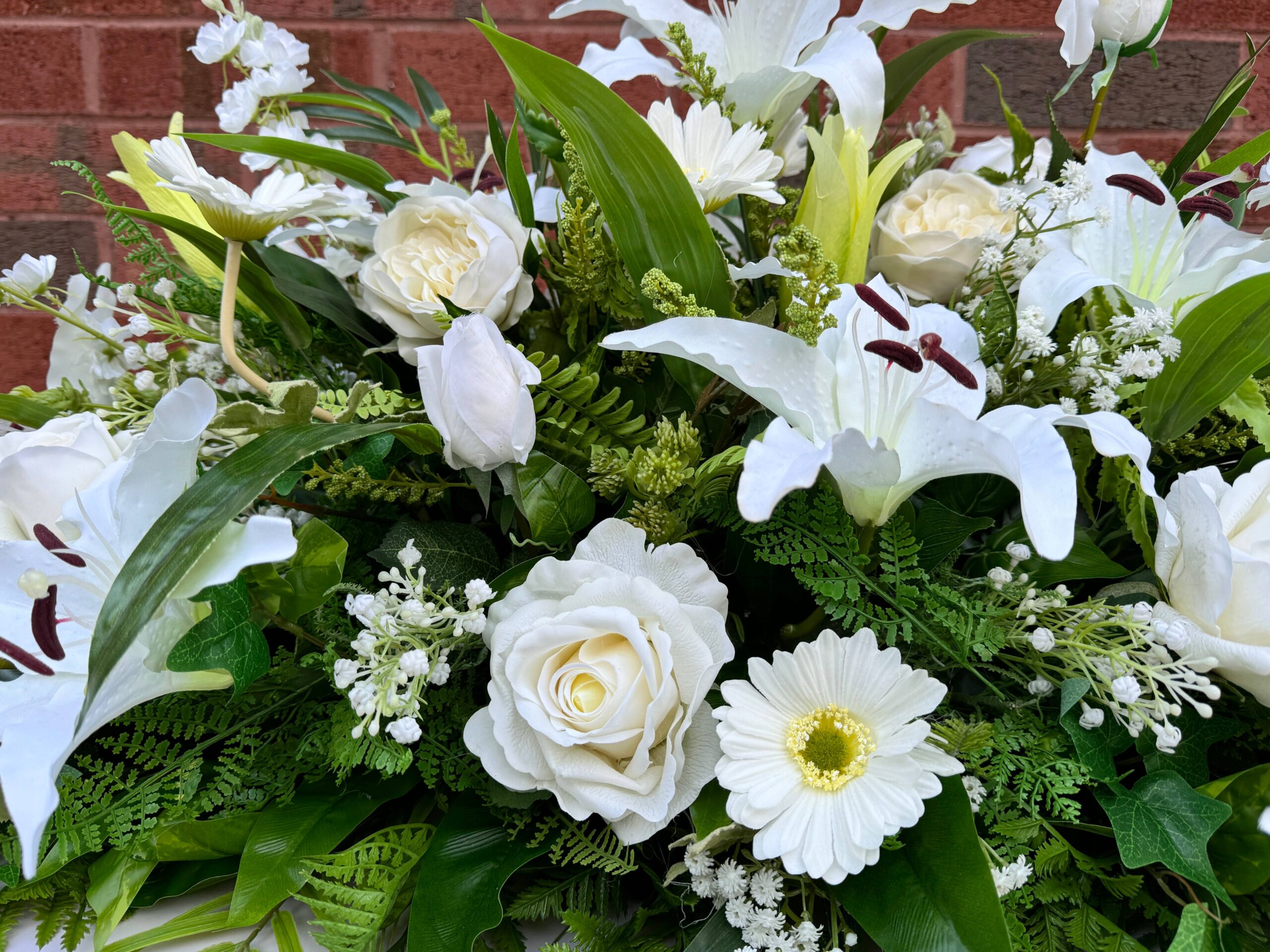 21"-Real touch moisturized petals Faux Rose-3 Blooms: Soft White