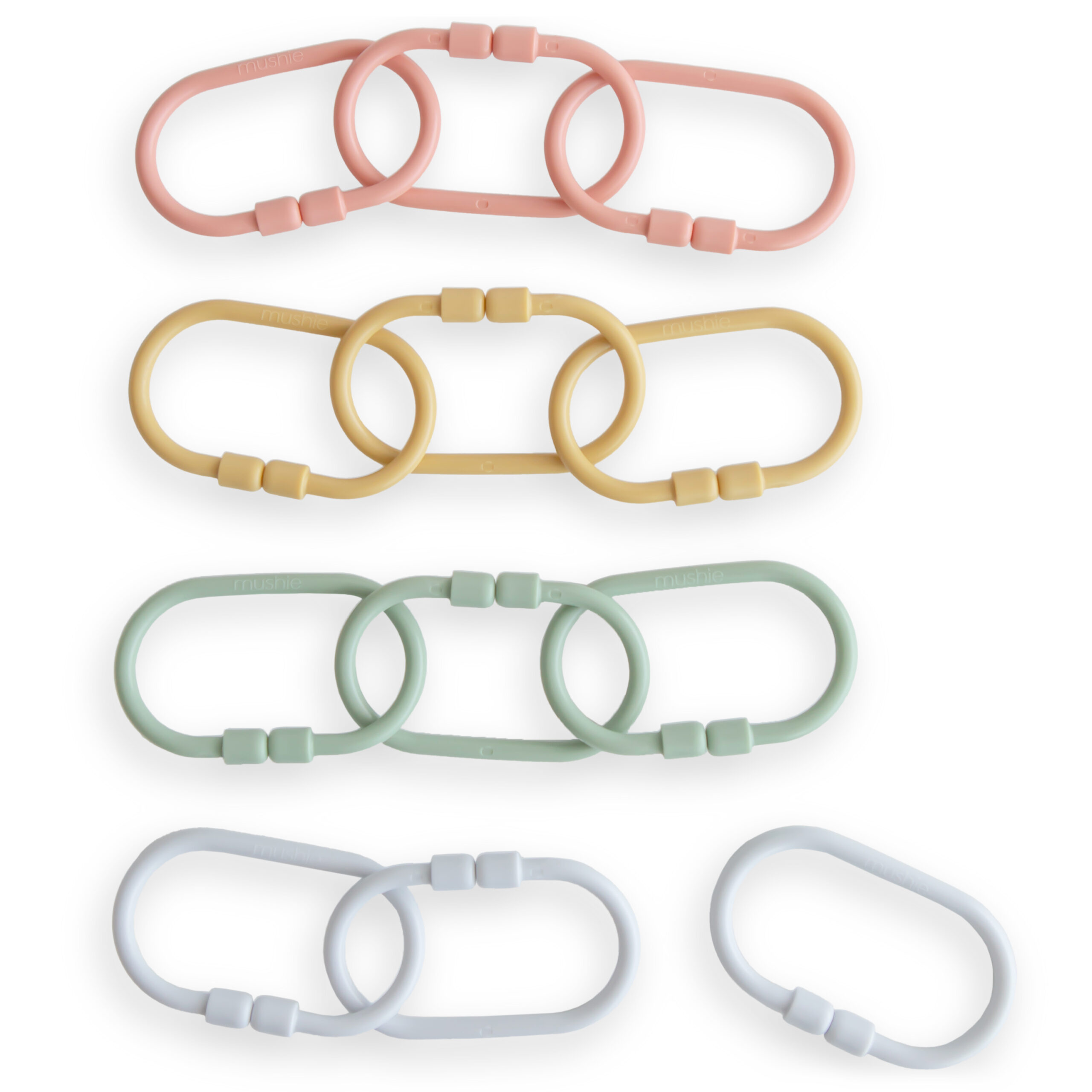 Chain Link Rings  Periwinkle/Mustard/Green/Coral