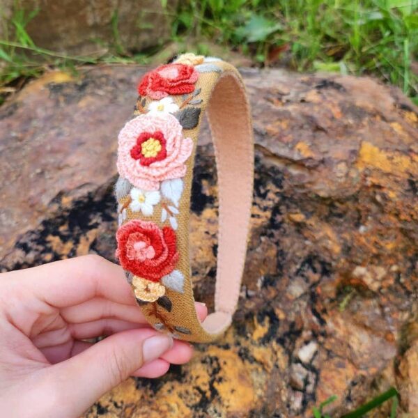 3D Floral Embroidered Headband, Brianna Collection: 4. - Image 5