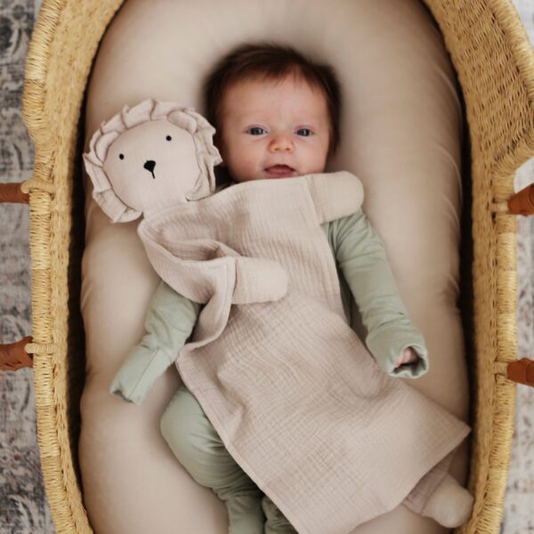 Natural Sand Organic Cotton Lion Lovey Blanket