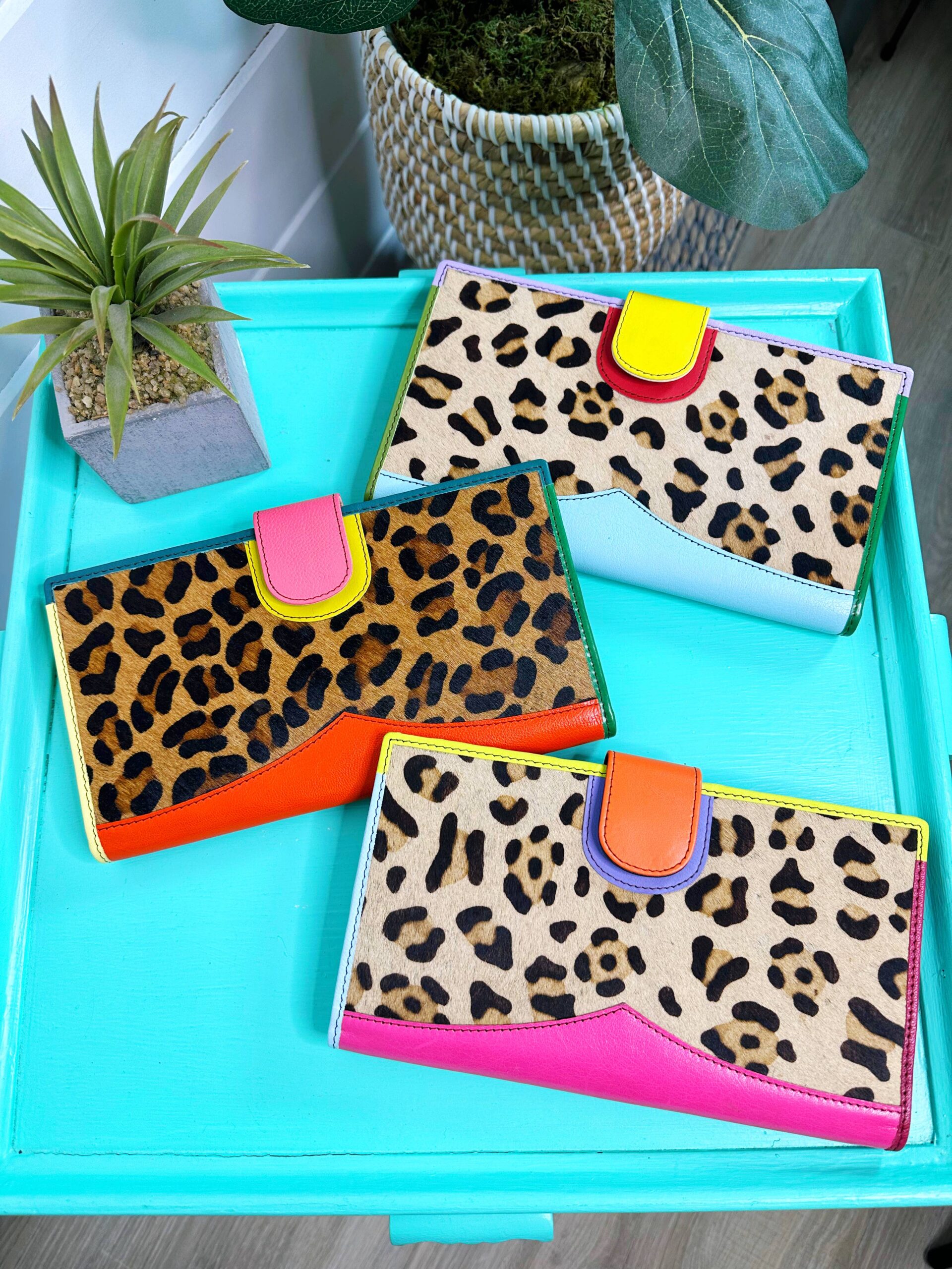 Leather Travel Wallet Leopard