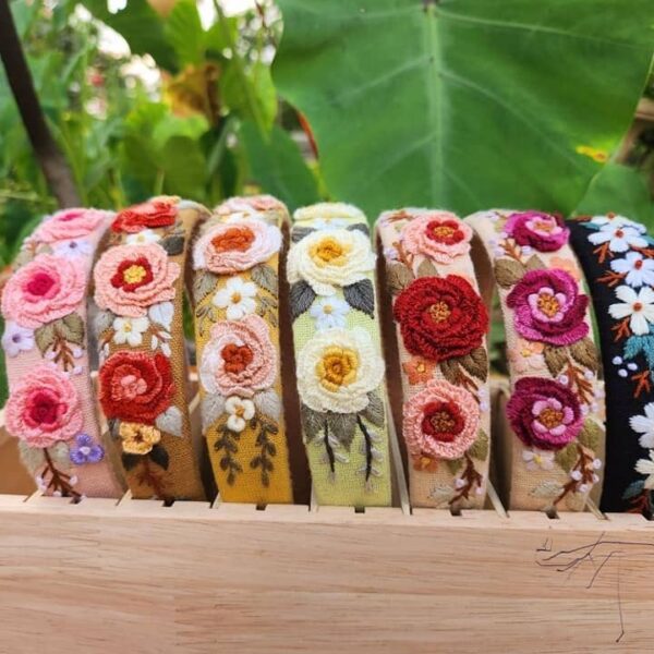 3D Floral Embroidered Headband, Brianna Collection: 2. - Image 2
