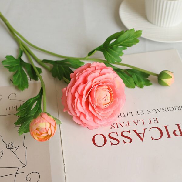 18"-Real Touch Ranunculus with 2 buds: Begonia Pink - Image 2
