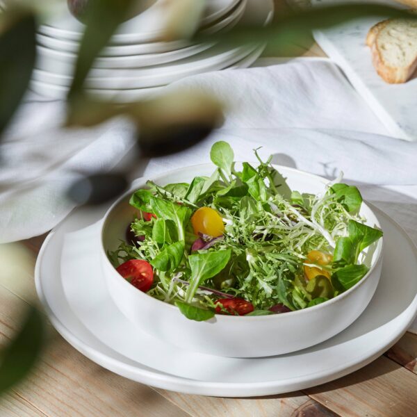 Macchio Stoneware Dinnerware Set - White Matte - Crafted in Portugal - Scratch-Resistant - Image 7