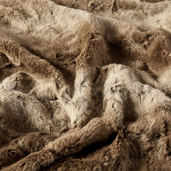 Oversized 60x70" Faux Fur Throw Blanket, Light Brown - Image 4