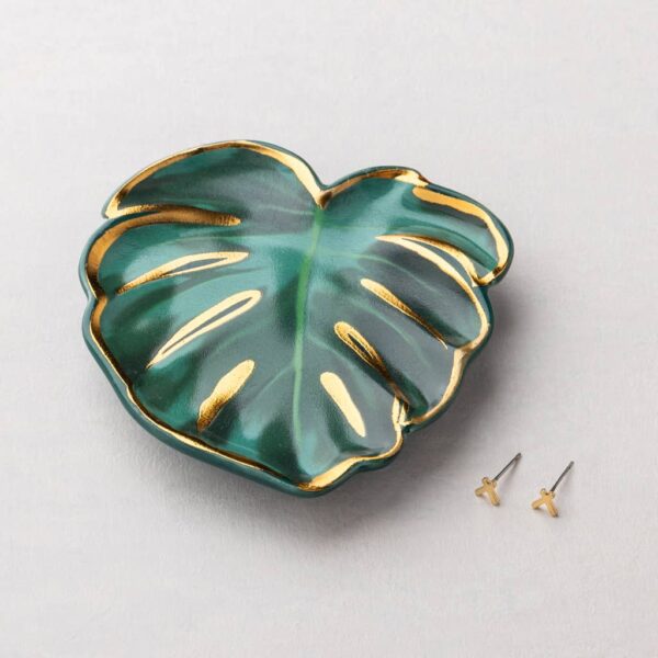 Jewelry Dish & Stud Earring Set - Leaf/Sage - Image 2