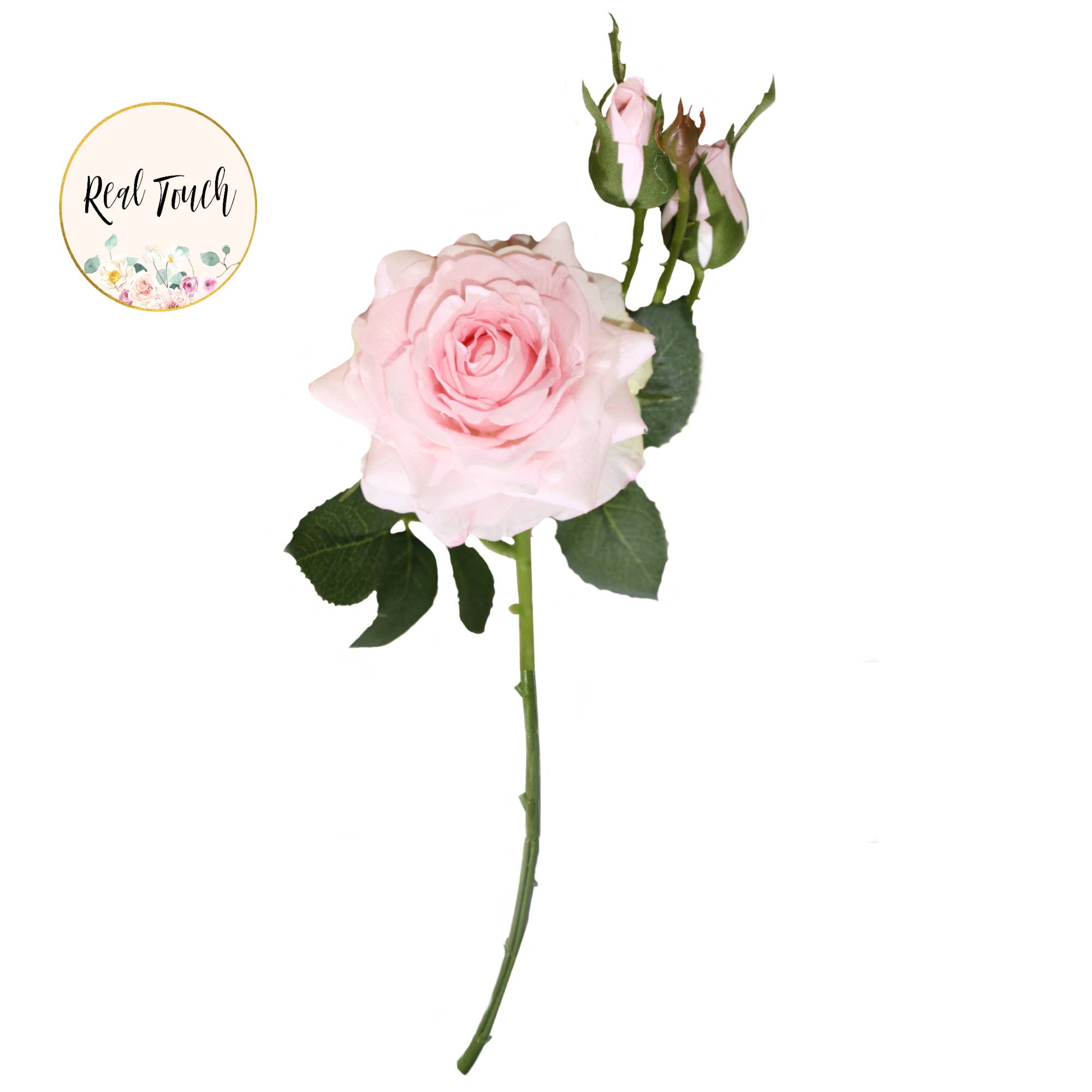16" Real Touch Rose-moisturizing rose petal bendable stem: Light Peach