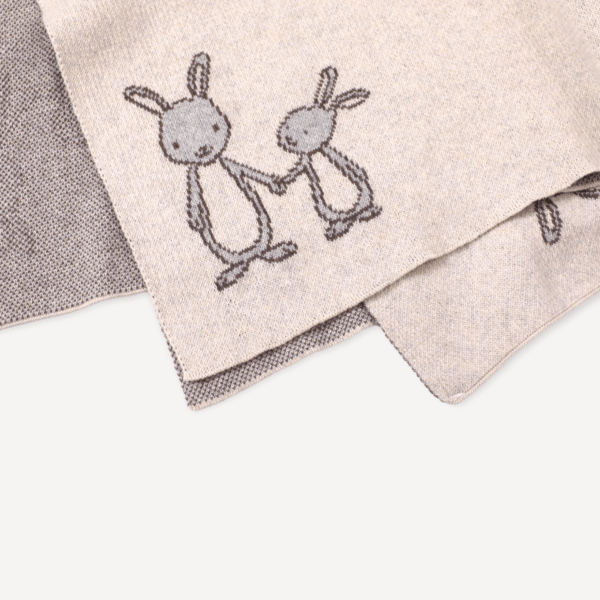 Bunny - Organic Cotton Jacquard Sweater Knit Baby Blanket: One Size - Image 2