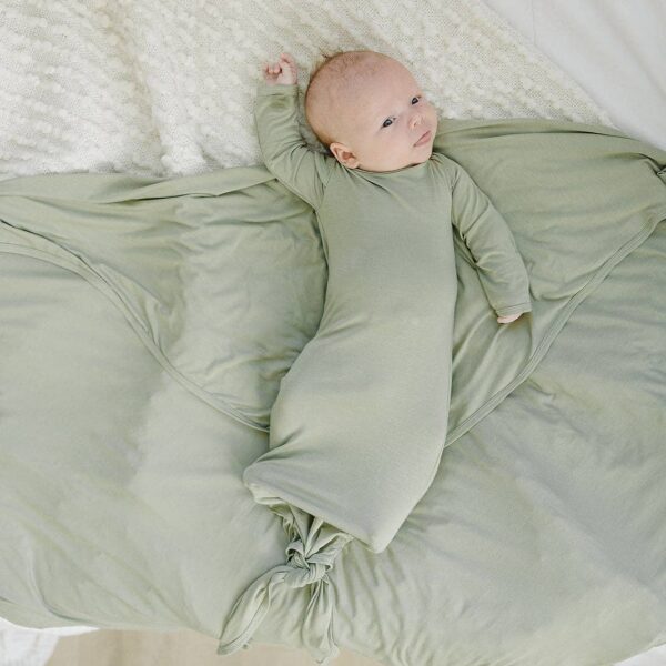 Dried Thyme Bamboo Knotted Gown: 0-3 Months