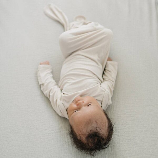Natural Bamboo Knotted Gown: 0-3 Months