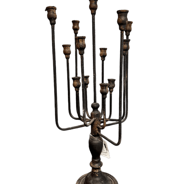 13-Candle Iron Candelabra: White