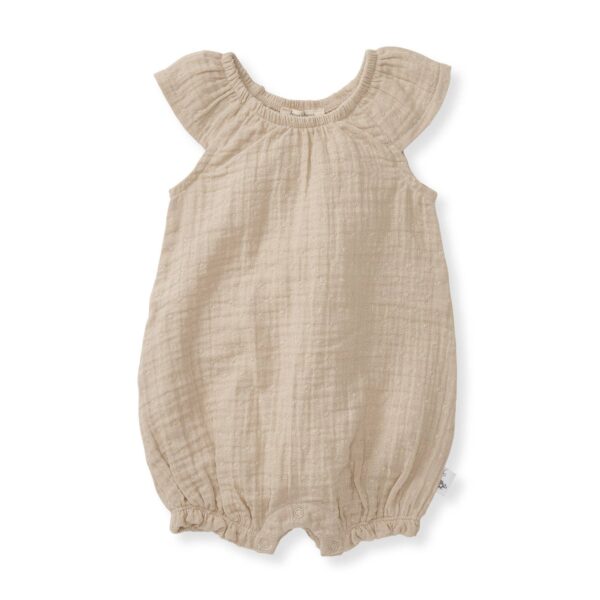 Dotted Muslin Bubble: Fossil, 3-6 Months