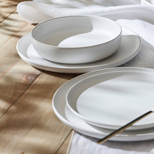 Macchio Stoneware Dinnerware Set - White Matte - Crafted in Portugal - Scratch-Resistant - Image 2