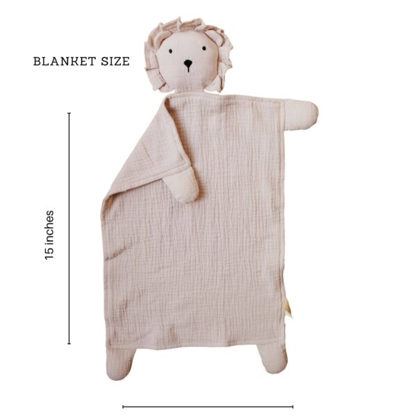 Natural Sand Organic Cotton Lion Lovey Blanket - Image 2