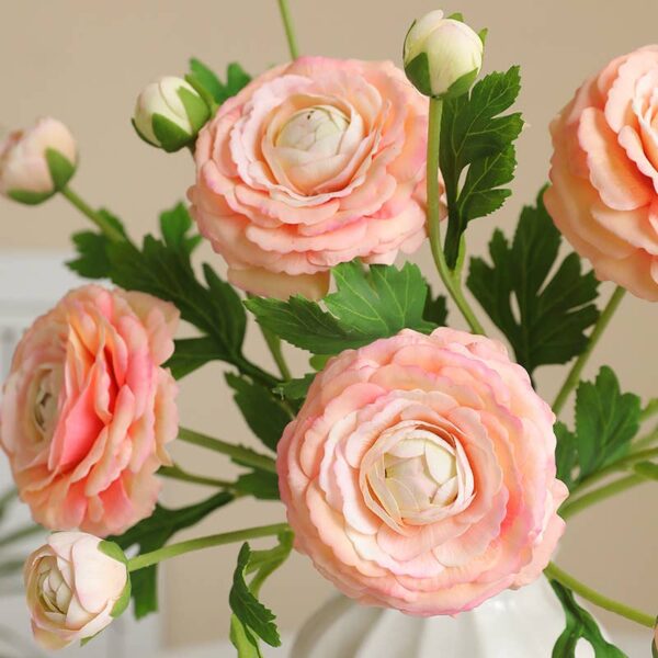18"-Real Touch Ranunculus with 2 buds: Begonia Pink - Image 3
