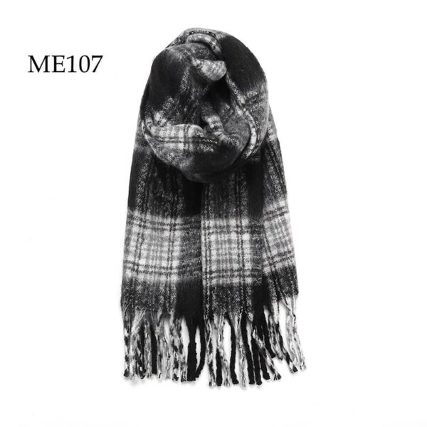 Adorro - Soft Chunky Oblong Multi Color Plaid Fleece Scarf