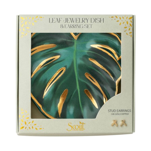 Jewelry Dish & Stud Earring Set - Leaf/Sage - Image 3