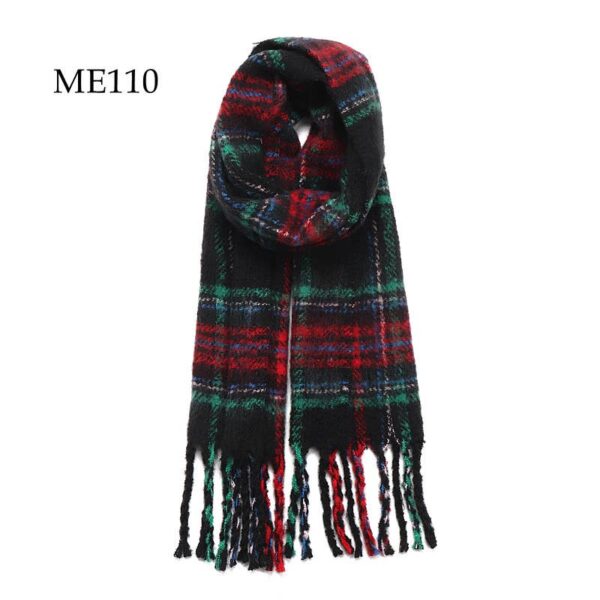 Adorro - Soft Chunky Oblong Multi Color Plaid Fleece Scarf - Image 2