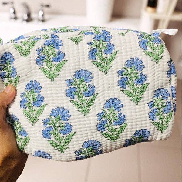 Chandler Blue Floral Cosmetic Bag Set - Image 2
