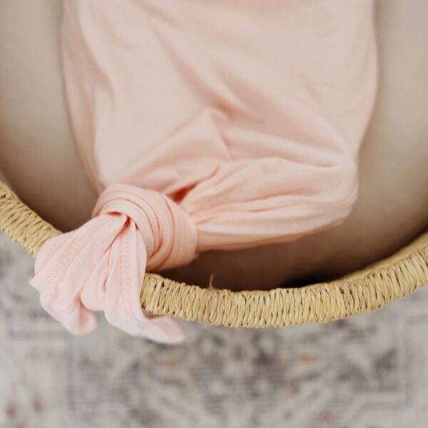 Blush Pink Bamboo Knotted Gown: 0-3 Months - Image 5