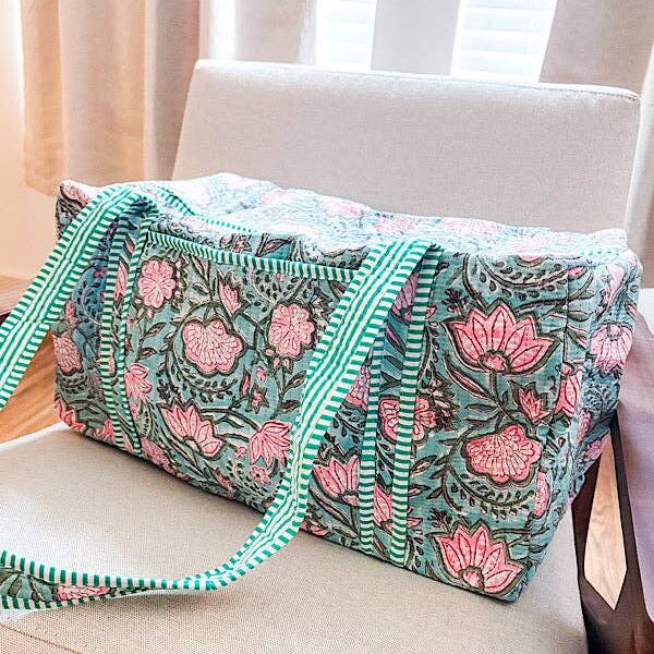 Lennon Blue Floral Duffle Bag