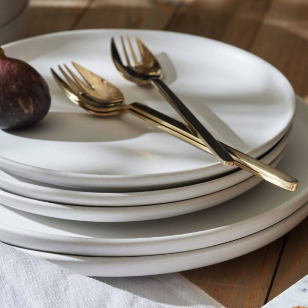 Macchio Stoneware Dinnerware Set - White Matte - Crafted in Portugal - Scratch-Resistant - Image 5