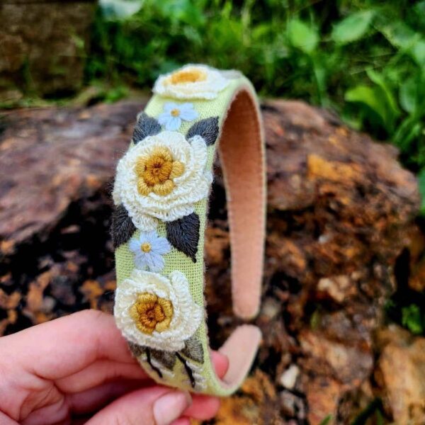 3D Floral Embroidered Headband, Brianna Collection: 2. - Image 4