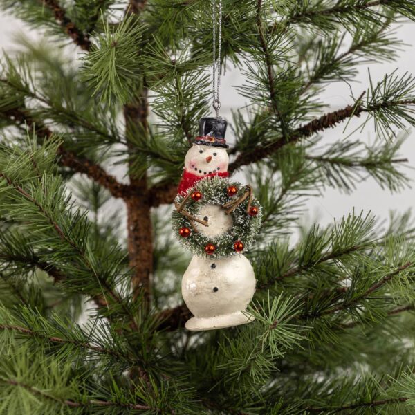 4.25" BEAD WREATH SNOWMAN ORNAMENT - Image 2