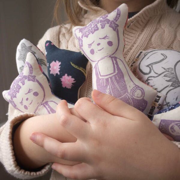 The Bird & Elephant - Pippa Woodland Plush Doll, Hand-Printed Textile - Image 3