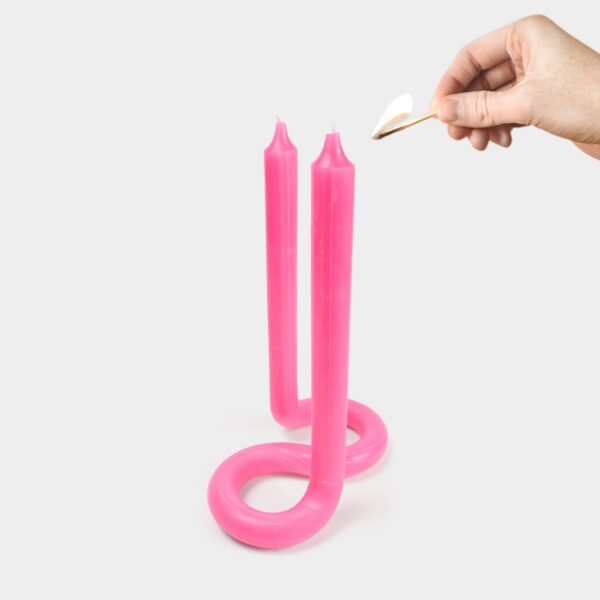 54 Celsius - Twist Candle Sticks by Lex Pott, 9.5" Tall, Pink