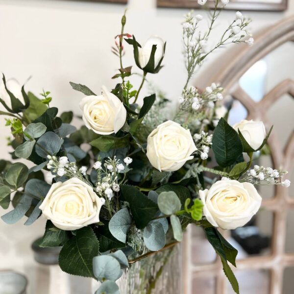 24" Real Touch Rose-3 flowers: Light Peach - Image 6