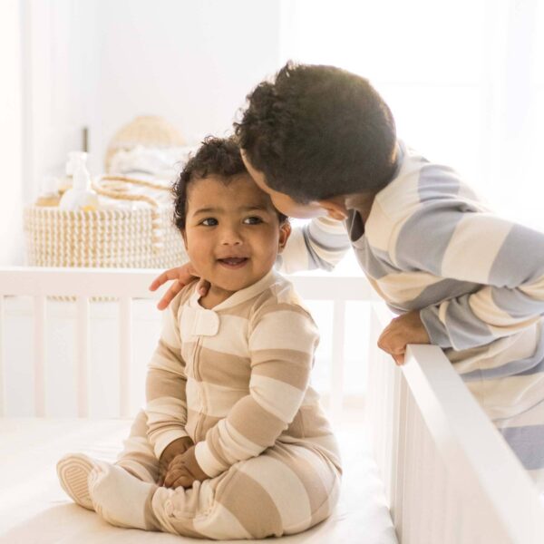 Rugby Stripe Mommy & Me Matching Sleep & Play: Oat, 3-6 Months - Image 3