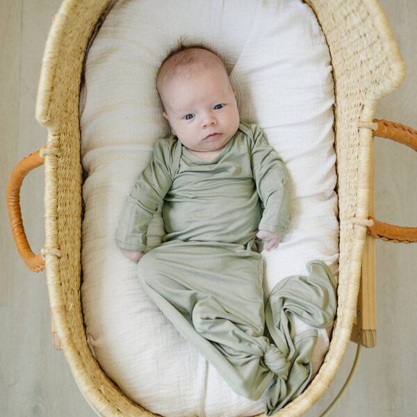 Dried Thyme Bamboo Knotted Gown: 0-3 Months - Image 4