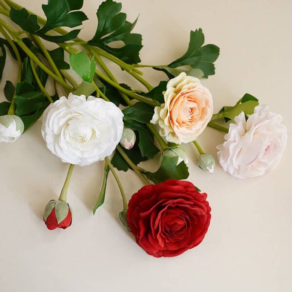 18"-Real Touch Ranunculus with 2 buds: Begonia Pink - Image 5