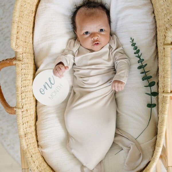 Natural Bamboo Knotted Gown: 0-3 Months - Image 6
