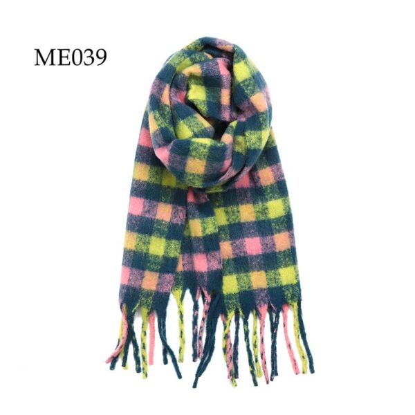 Adorro - Soft Chunky Oblong Multi Color Checkered Fleece Scarf (8 col - Image 4