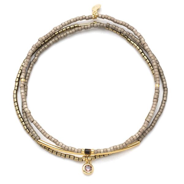 Tonal Chromacolor Miyuki Bracelet Trio - Pewter/Gold - Image 5